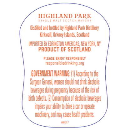 Highland Park Single Malt Scotch 54 Yr 93.8 - 700ML - Back Label