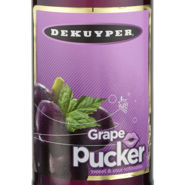 Dekuyper Sour Grape Schnapps Pucker 30 - 1.0L - Front Label