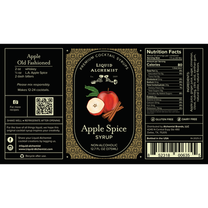Liquid Alchemist Apple Spice Syrup - 375ML - Front Label
