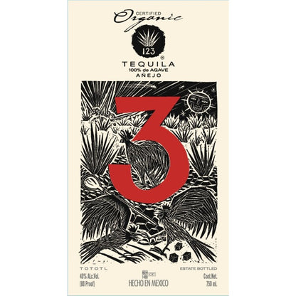 123 Tequila Anejo 3 80 - 750ML - Front Label