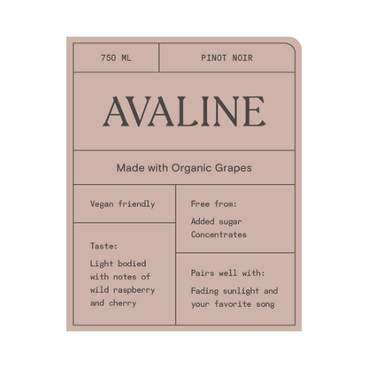 Avaline Pinot Noir France Made With Organic Grapes - 750ML - Front Label