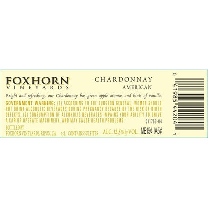 Foxhorn Chardonnay International - 1.5L - Back
