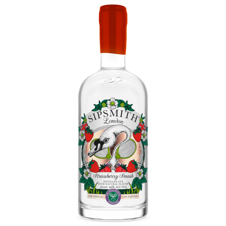 Sipsmith Strawberry Smash Flavored Gin Wimbledon 80 - 750ML - Front