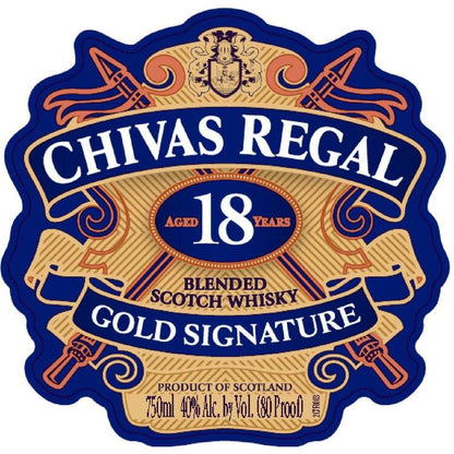 Chivas Regal Blended Scotch Gold Signature 18 Yr 80 No Carton - 1.0L - Front Label