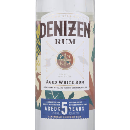 Denizen Small Batch Aged White Rum 3 Yr 80 - 750ML - Front Label