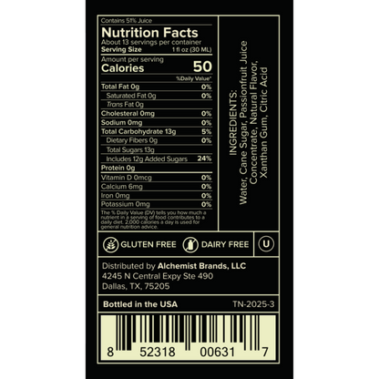 Liquid Alchemist Passion Fruit Syrup - 375ML - Back Label