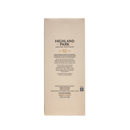 Highland Park Single Malt Scotch 12 Yr 86 - 750ML - Back