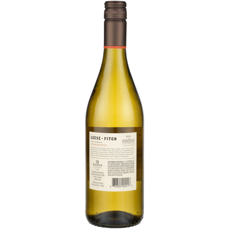 Leese Fitch Chardonnay California - 750ML - Back