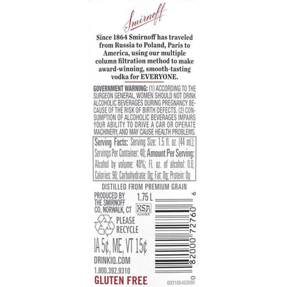 Smirnoff Vodka 80 - 1.75L