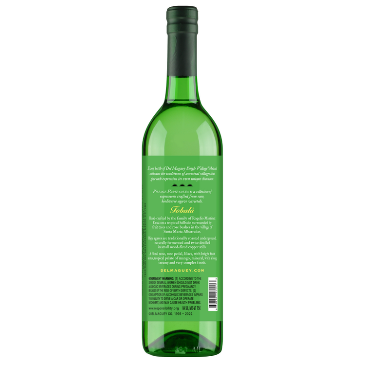 Del Maguey Mezcal Single Village Tobala 90 - 750ML - Back