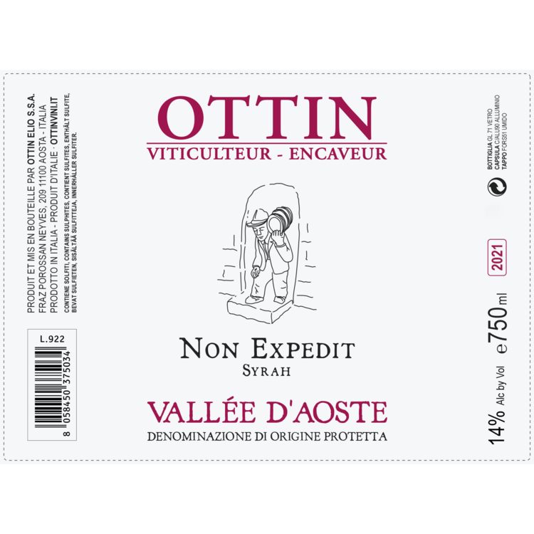 Ottin Syrah Non Expedit Valle D'Aosta 2022 - 750ML - Front