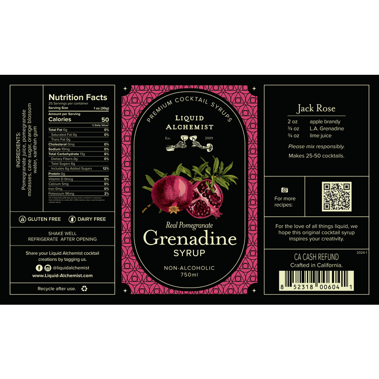 Liquid Alchemist Grenadine Syrup - 750ML - Front Label