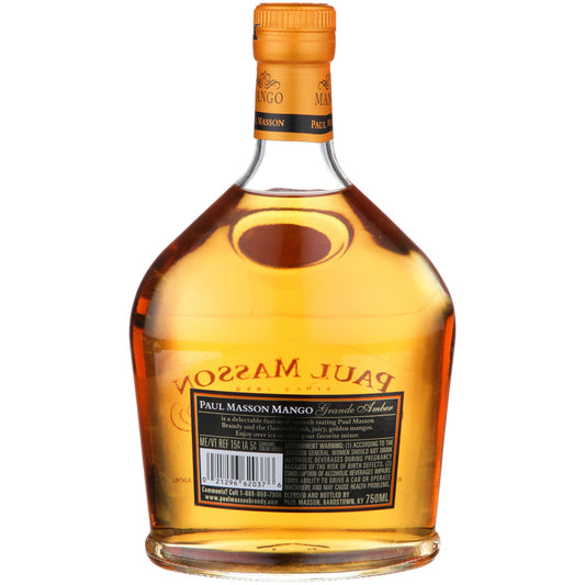 Paul Masson Mango Flavored Brandy Grande Amber 54 - 750ML - Back