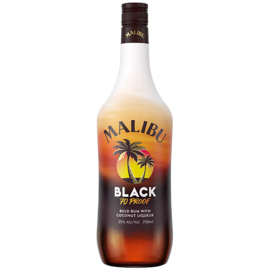 Malibu Coconut Flavored Rum Black 70 - 750ML - Front