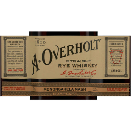 A Overholt Straight Rye Whiskey Monongahela Mash 4 Yr 95 - 750ML