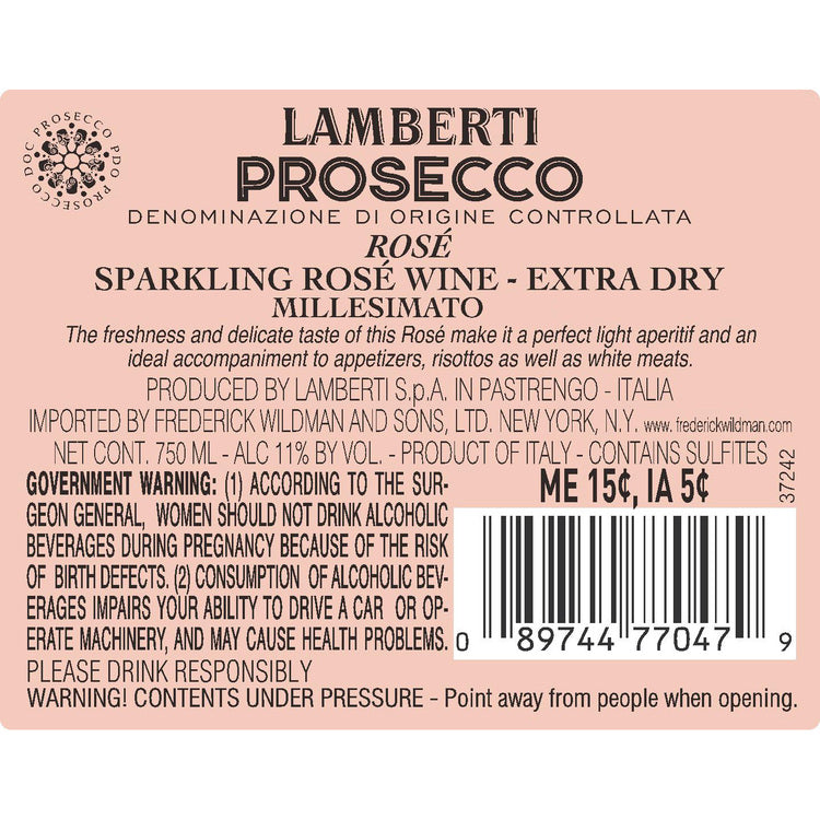 Lamberti Prosecco Extra Dry Rose Millesimato 2020 - 750ML