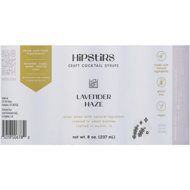 Hipstirs Syrup Lavender Haze - 8 Z - Front Label