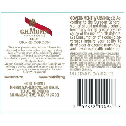 G.H. Mumm Champagne Brut Cordon Rouge - 750ML - Back Label