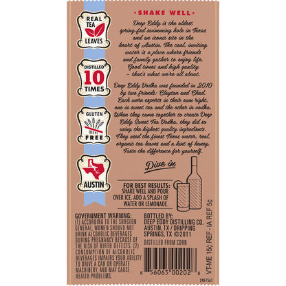 Deep Eddy Sweet Tea Flavored Vodka 70 - 1.75L - Back Label