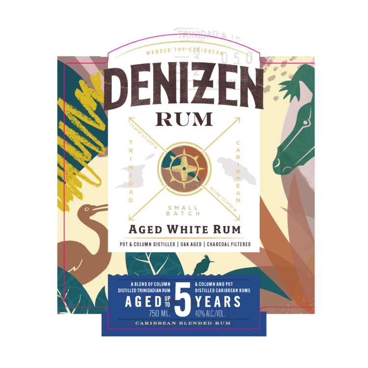 Denizen Small Batch Aged White Rum 3 Yr 80 - 750ML - Front Label