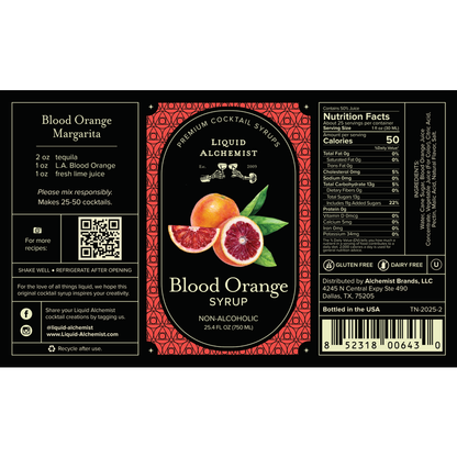 Liquid Alchemist Blood Orange Syrup - 750ML - Front Label