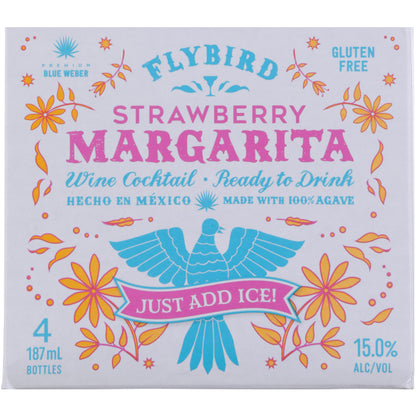 Flybird Strawberry Margarita Wine Based Cocktail - 187ML - Front Label