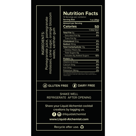 Liquid Alchemist Grenadine Syrup - 375ML - Back Label