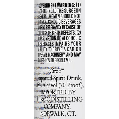 Ciroc Red Berry Flavored Vodka 70 - 375ML - Back Label