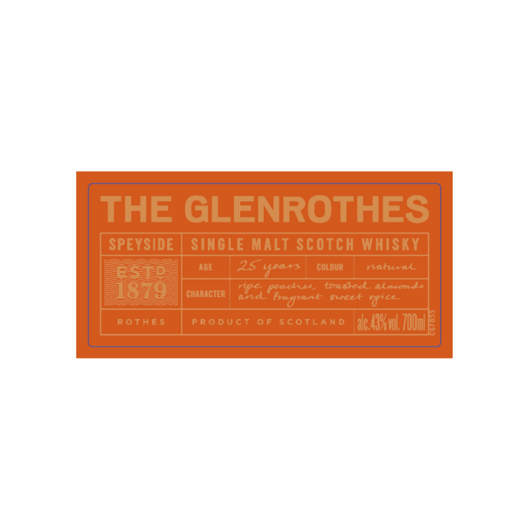 The Glenrothes Single Malt Scotch 25 Yr 86 - 700ML - Front Label