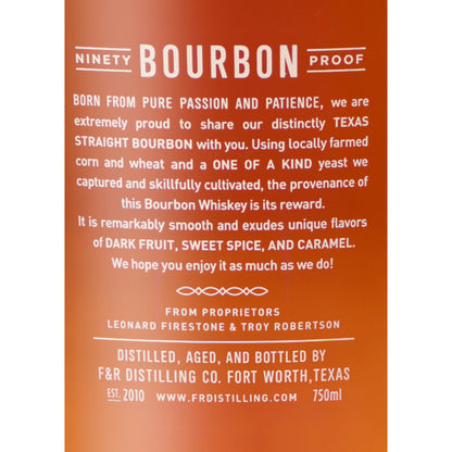 Tx Straight Bourbon 90 - 750ML - Back Label