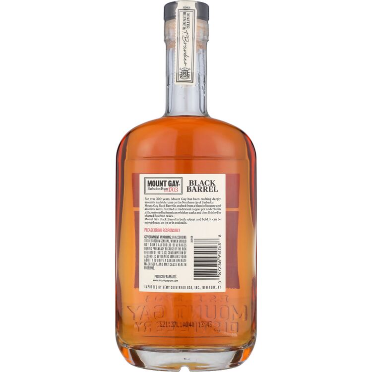 Mount Gay Gold Rum Black Barrel Double Cask Blend 86 - 750ML - Back
