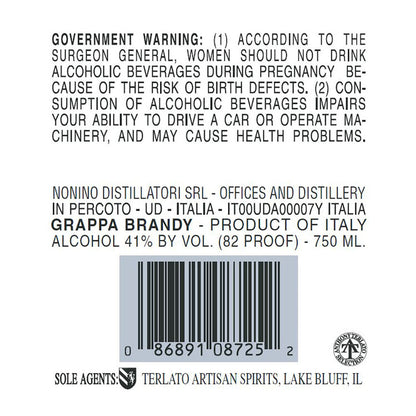 Nonino Grappa Vendemmia 82 - 750ML - Back Label