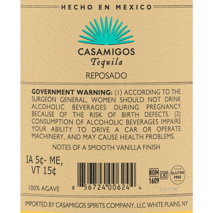 Casamigos Tequila Reposado 80 - 1.75L - Back Label