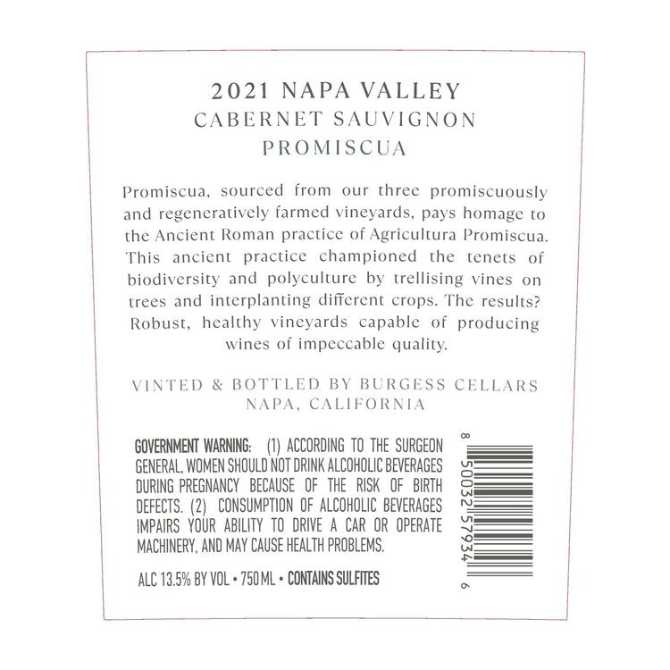 Burgess Cabernet Sauvignon Promiscua Napa Valley 2021 - 750ML