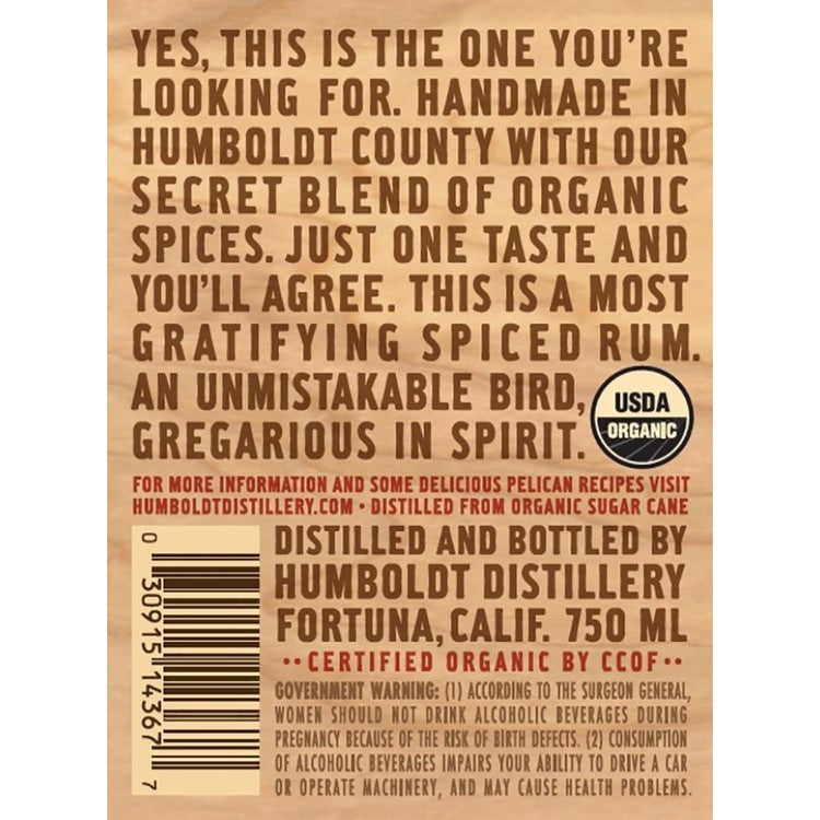 Humboldt Distillery Spiced Rum Small Batch 80 - 750ML - Back Label