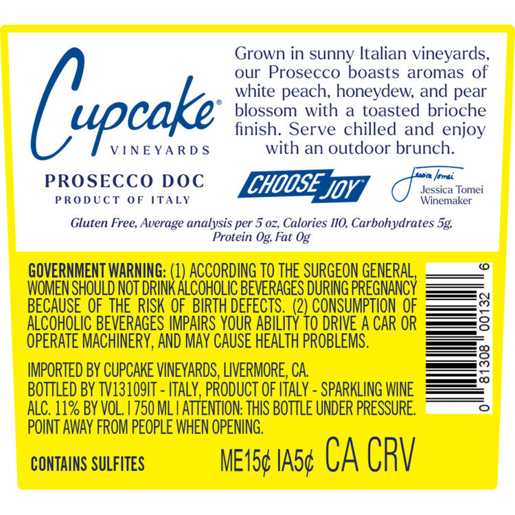Cupcake Vineyards Prosecco - 750ML - Back