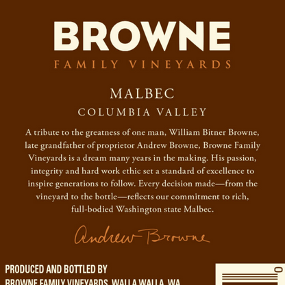 Browne Family Vineyards Malbec Family Vineyards Columbia Valley 2020 - 750ML