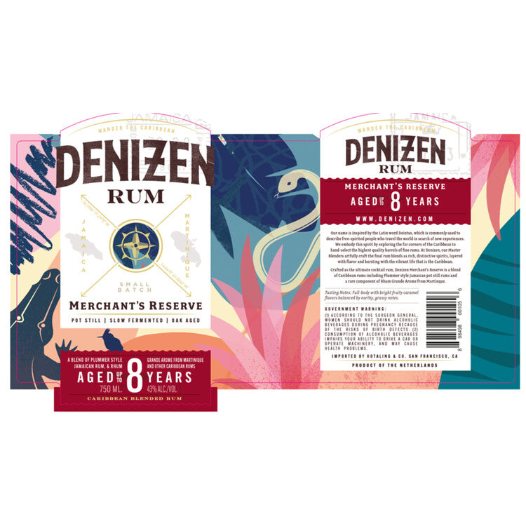 Denizen Aged Rum Small Batch Merchant's Reserve 8 Yr 86 - 750ML - Back Label
