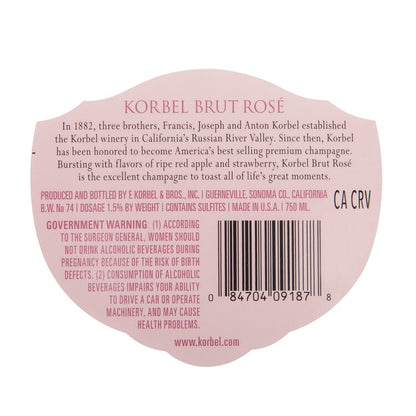Korbel Brut Rose California - 750ML - Back Label