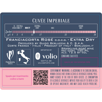 Berlucchi Franciacorta Cuvee Imperiale Max Rose - 750ML - Back Label