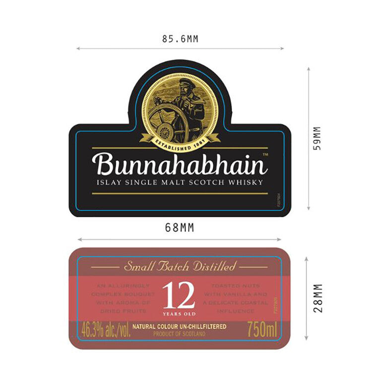 Bunnahabhain Single Malt Scotch 12 Yr 92.6 - 750ML - Front Label