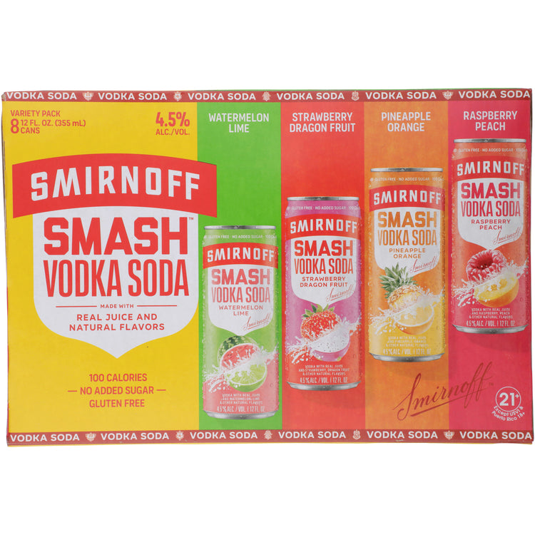 Smirnoff Smash Vodka Cocktail Combo 2 Each Watermelon Lime 9, Raspberr - 355ML