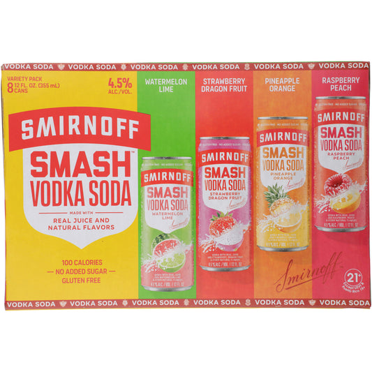Smirnoff Smash Vodka Cocktail Combo 2 Each Watermelon Lime 9, Raspberr - 355ML