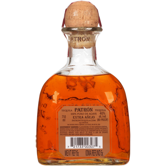 Patron Tequila Extra Anejo 80 - 750ML - Back