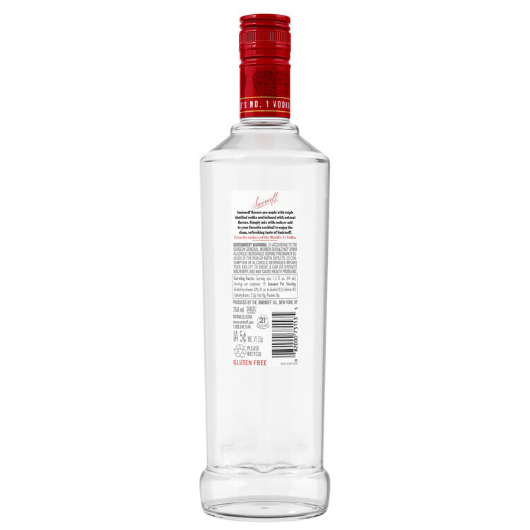 Smirnoff Vodka Cherry Flavored 60 - 750ML - Back