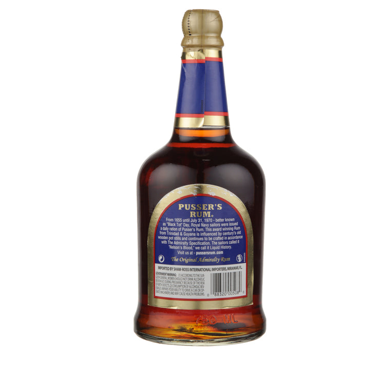 Pusser's Navy Rum British Navy 84 - 750ML - Back