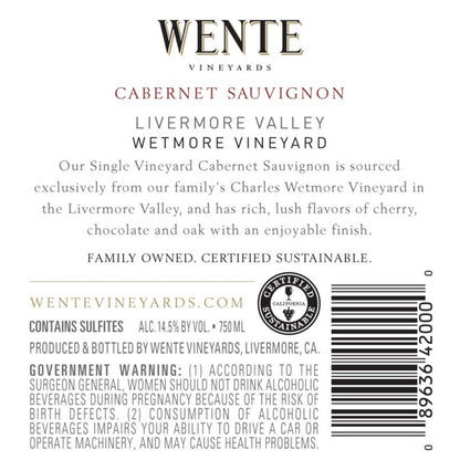 Wente Vineyards Cabernet Sauvignon Wetmore Livermore Valley - 750ML