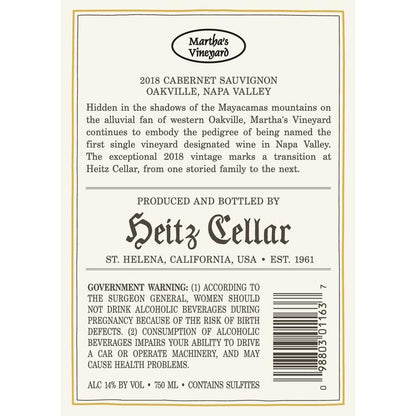 Heitz Cellar Cabernet Sauvignon Martha'S Vineyard Napa Valley 2018 Woo - 750ML