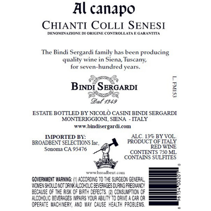 Bindi Sergardi Chianti Colli Senesi Al Canapo 2022 - 750ML - Back Label