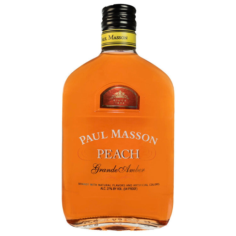 Paul Masson Peach Flavored Brandy Grande Amber 54 - 375ML - Front